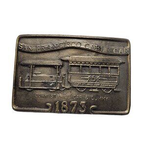 San Francisco Cable Car Belt Buckle Clay St Hill Car 1873 Solid Metal Vintage